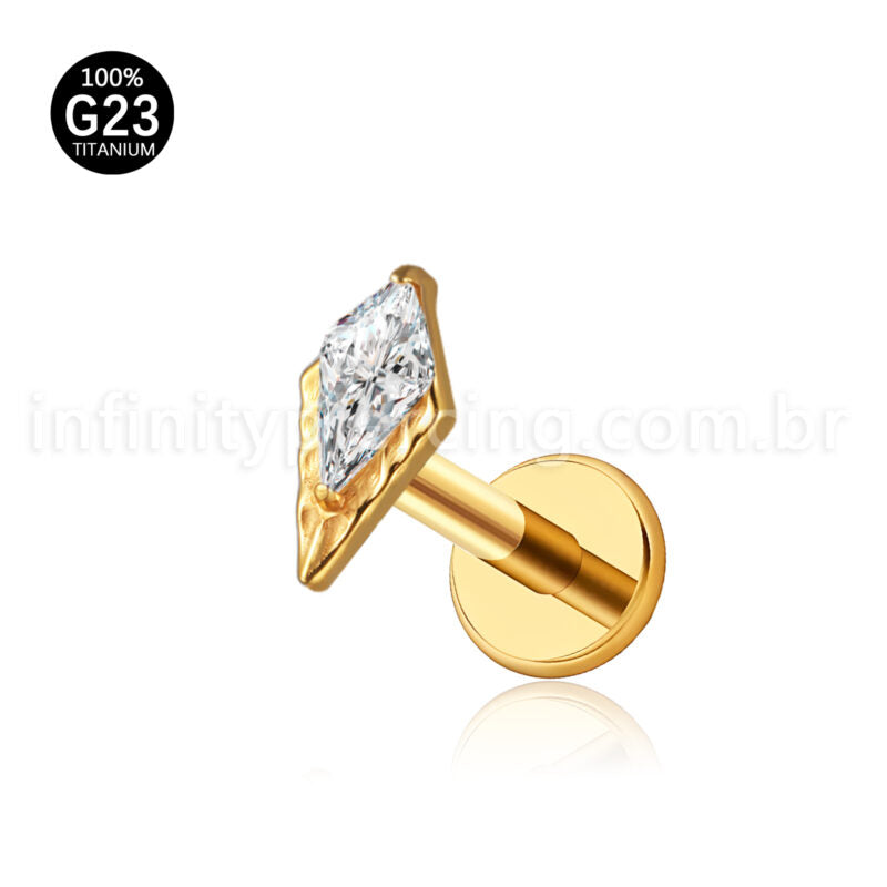 Piercing Labret Losango Titânio Zircônia