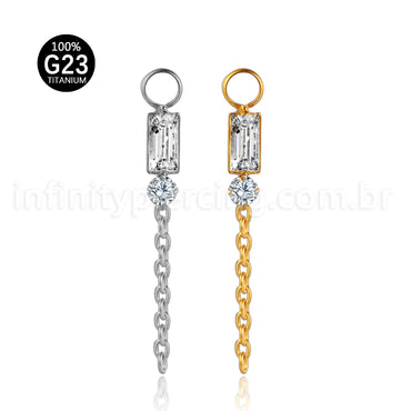 Pingente Para Piercing Titânio 2 Pedras Zircônia