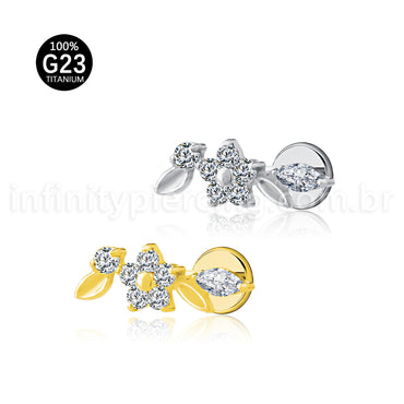 Piercing Labret Titânio Cluster Com Zircônia Cravejada