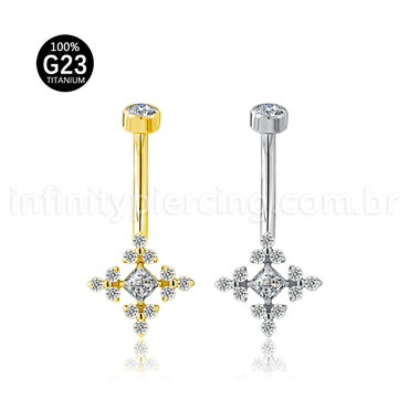 Piercing Banana Titânio Zircônia Cravejada