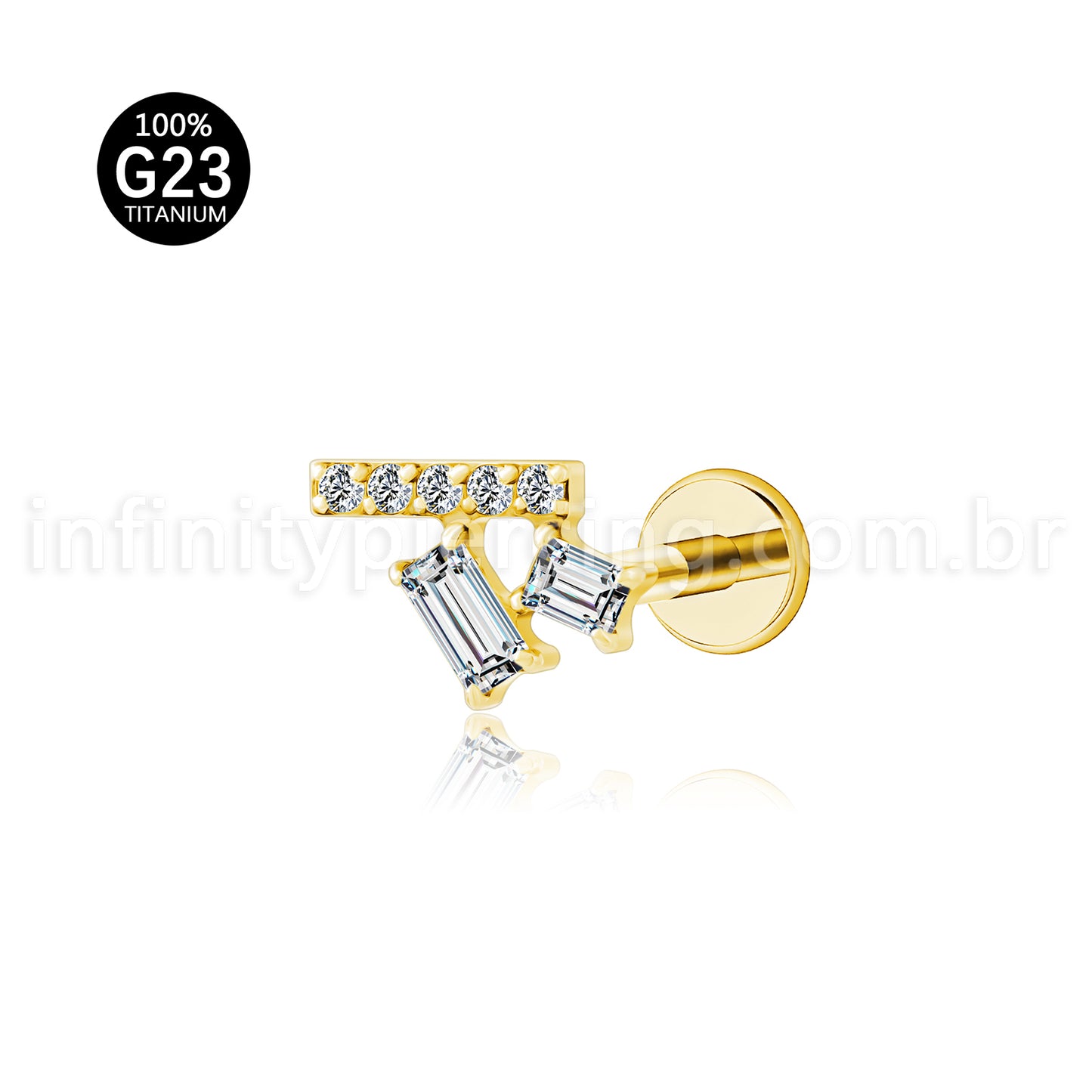 Piercing Labret Titânio Zircônia Cravejada