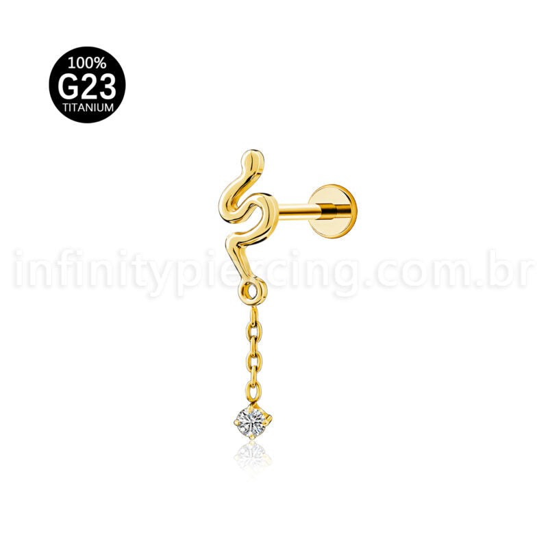 Piercing Labret Titânio Cobra Com Pingente