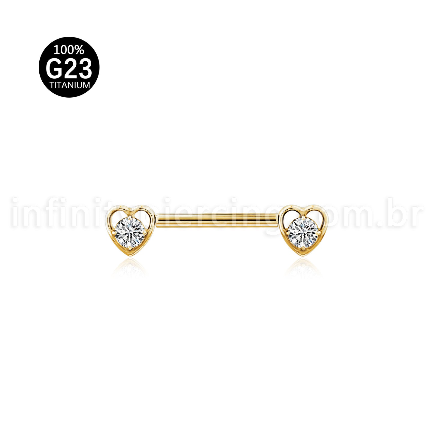 Piercing Barbell Titânio Push Pin Coração Zircônia