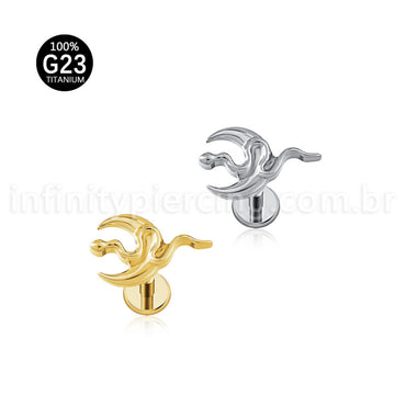 Piercing Labret Titânio Lua/Cobra