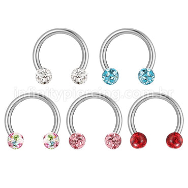 Piercing Ferradura Titânio Cristais Swarovski