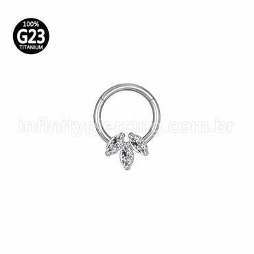 Piercing Argola Titânio Segmento Articulado 3 Zircônias Cravejada