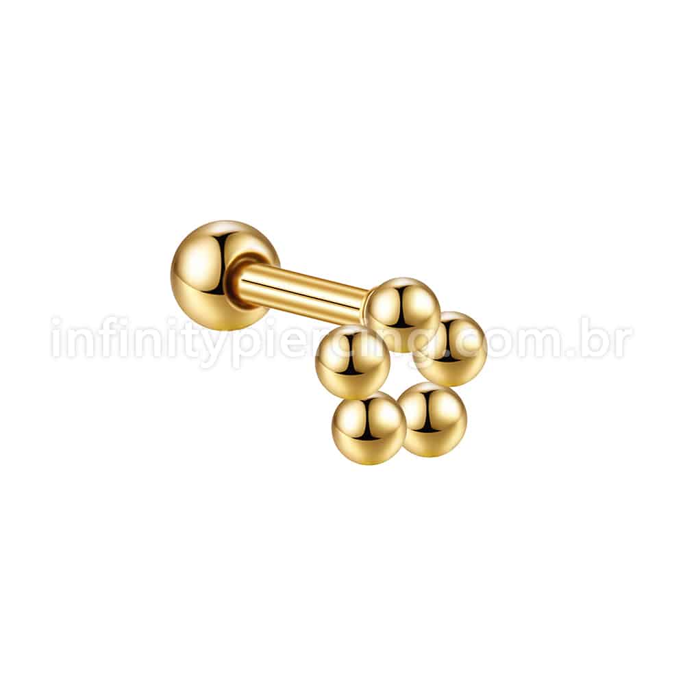 Piercing MiniBarbell Flor Aço Cirúrgico