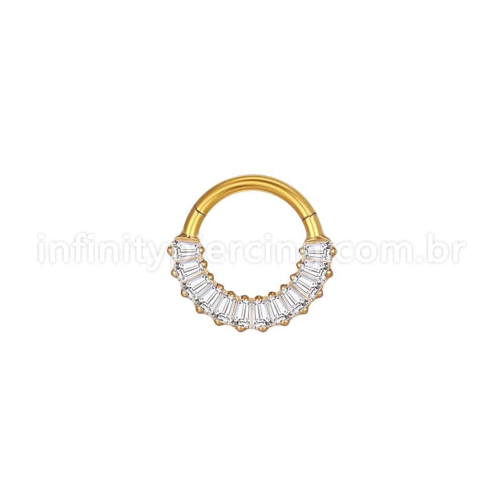 Piercing Argola Aço Cirúrgico Segmento Articulado Zircônia Retangular