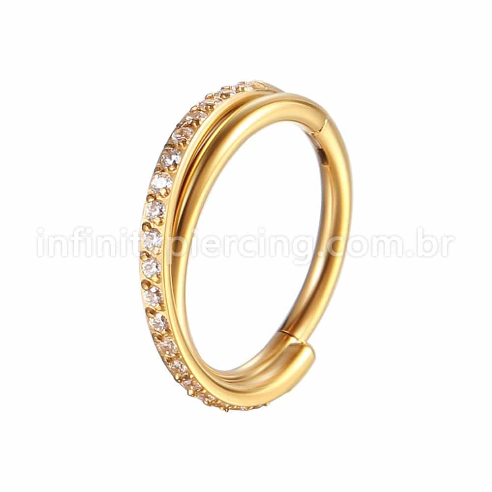 Piercing Argola Aço Cirúrgico Segmento Articulado Transpassada Zircônia