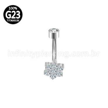Piercing Banana Titânio Flor Zircônia