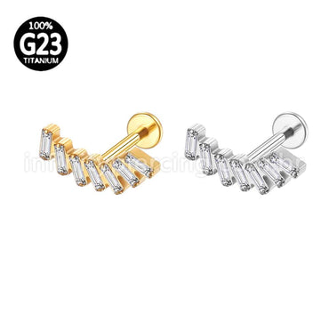 Piercing Labret Cluster Titânio Zircônia Retangular