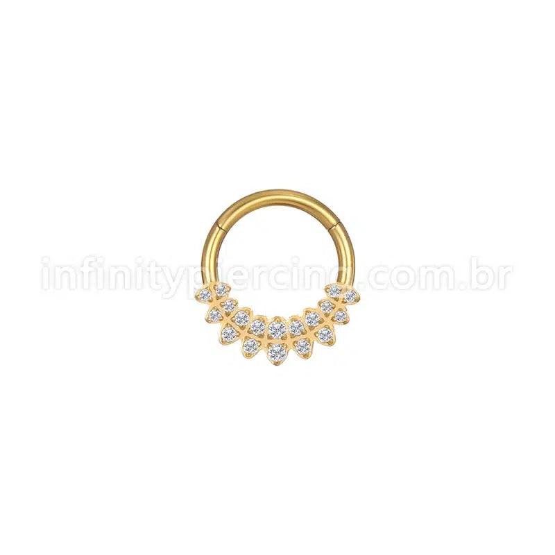 Piercing Argola Aço Cirúrgico Segmento Articulado Detalhada Zircônia Cravejada