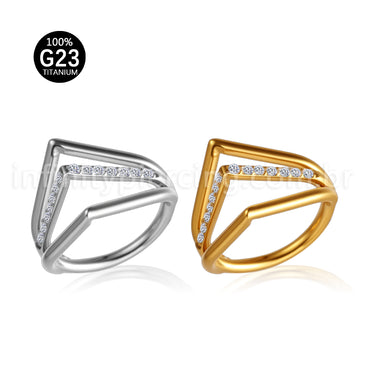 Piercing Argola Gota Titânio Três Fileiras Segmento Articulado Zircônia Cravejada