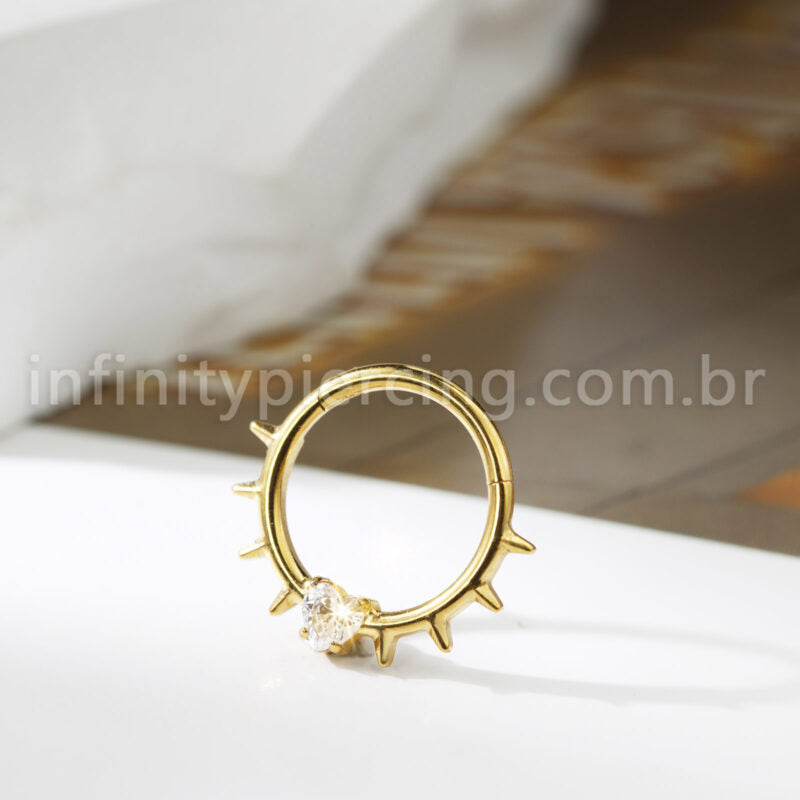 Piercing Argola Titânio Spike Com Pedra Zircônia