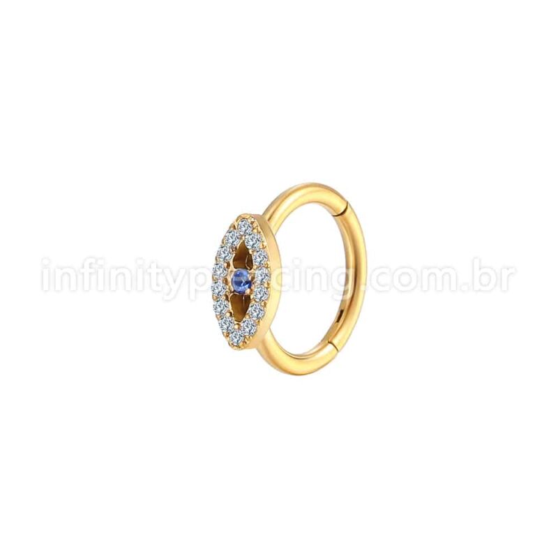 Piercing Argola Aço Cirúrgico Segmento Articulado Olho Zircônia Cravejada