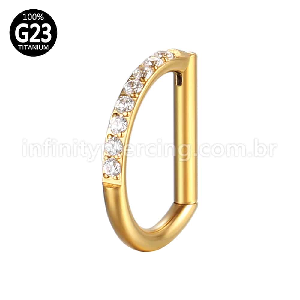 Piercing Meia Argola Titânio Segmento Articulado Zircônia Cravejada
