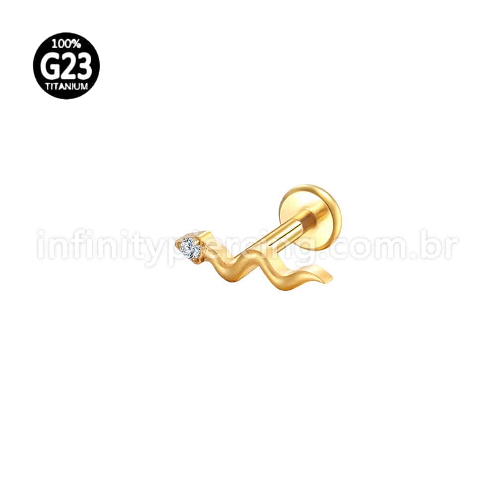 Piercing Labret Titânio Cobra Zircônia