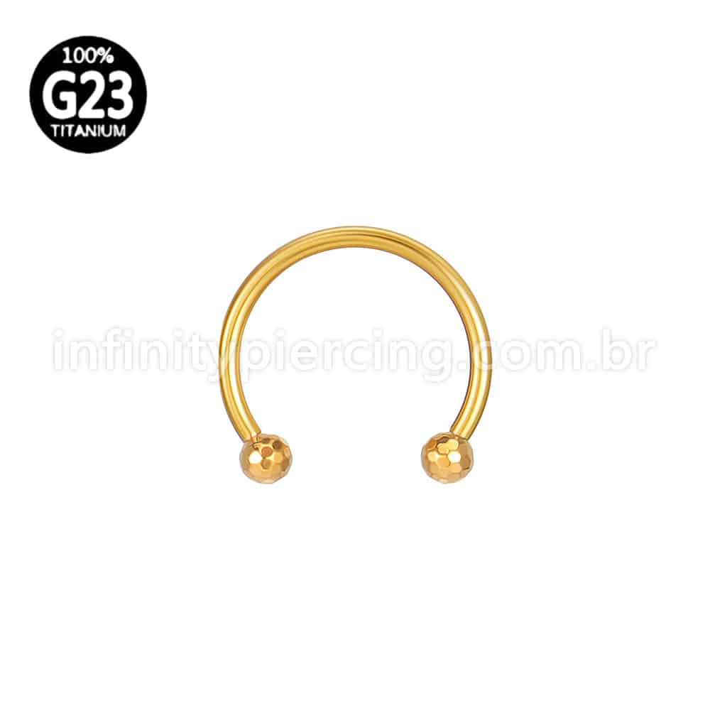Piercing Ferradura Titânio Lapidada Rosca Interna