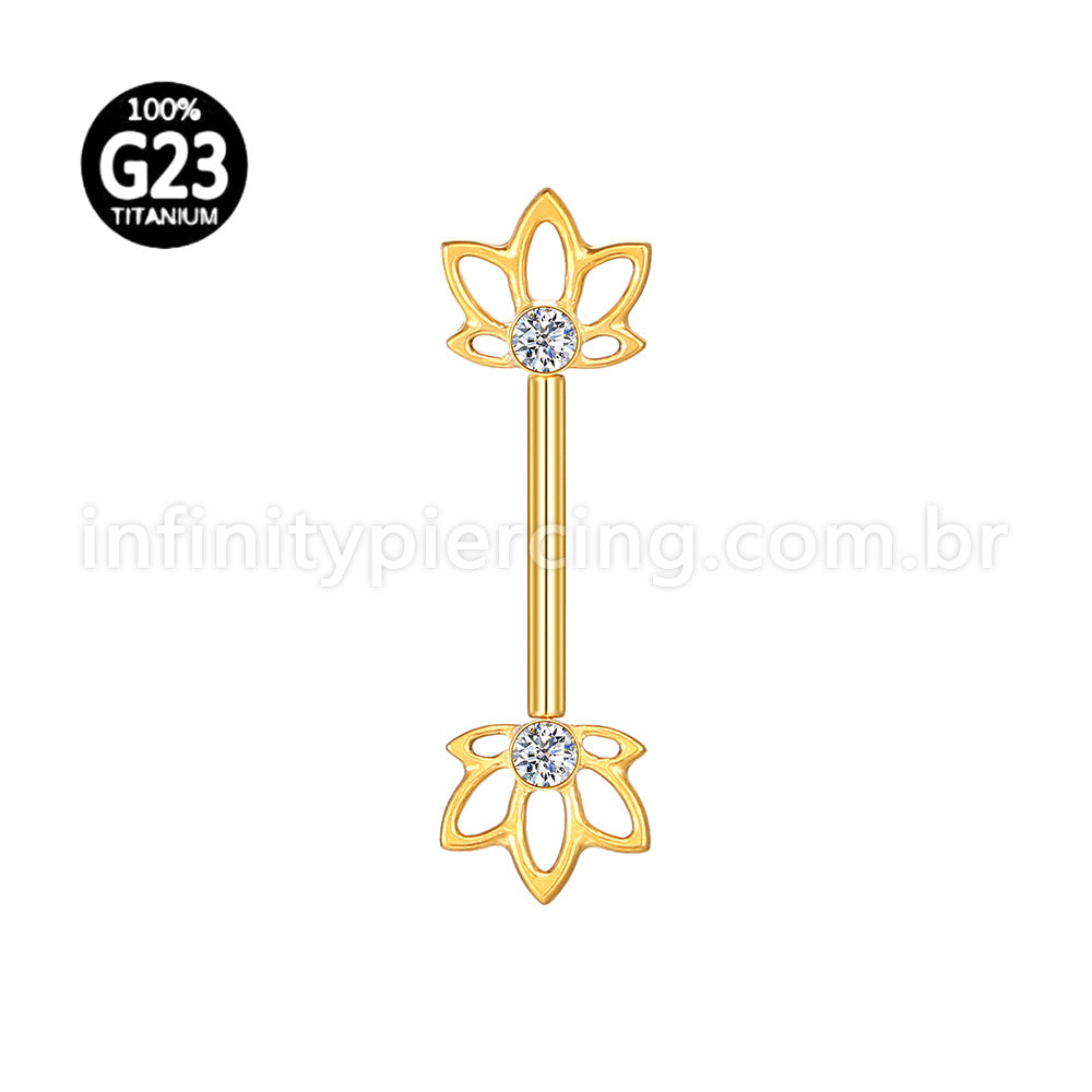 Piercing Mamilo Titânio Push Pin Folhas Zircônia