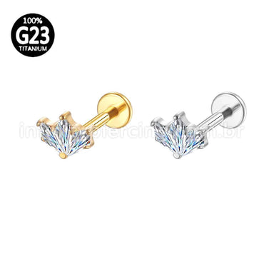Piercing Labret Titânio Trio Zircônia