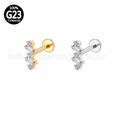 Piercing Labret Titânio 5 Zircônias