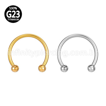 Piercing Ferradura Titânio Lapidada Rosca Interna