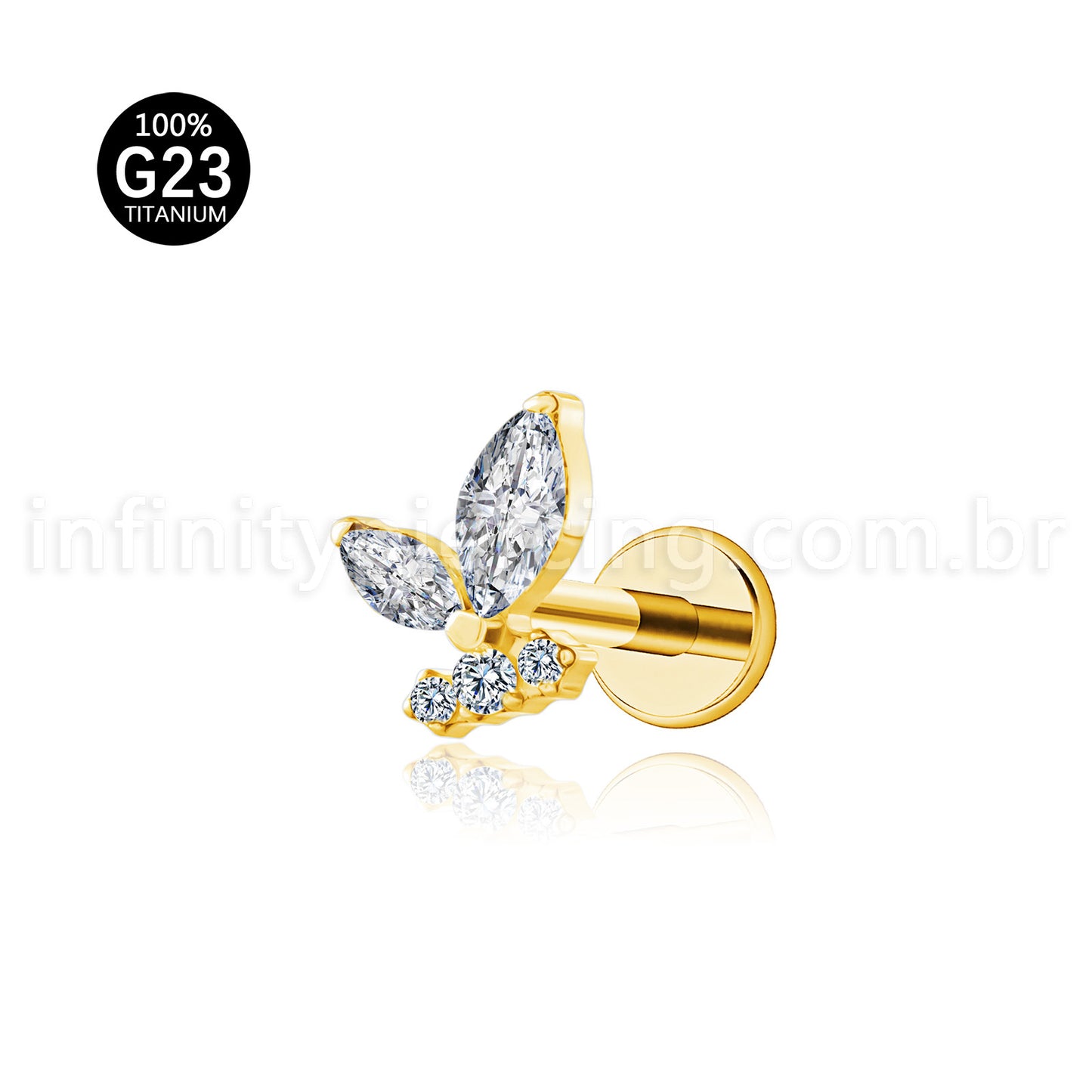 Piercing Labret Titânio Zircônia Cravejada