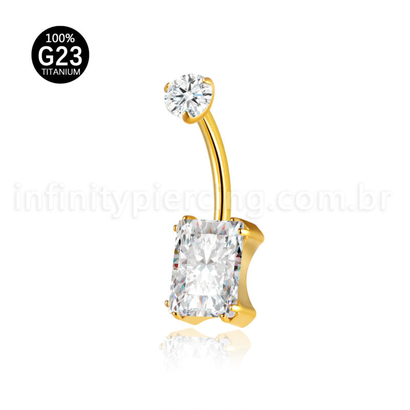 Piercing Banana Titânio Zircônia Quadrada Cravejada