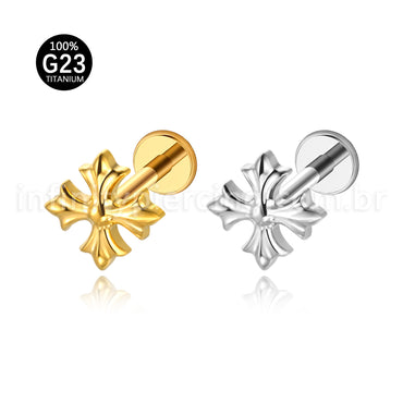 Piercing Labret Titânio Flor 4 Pontas