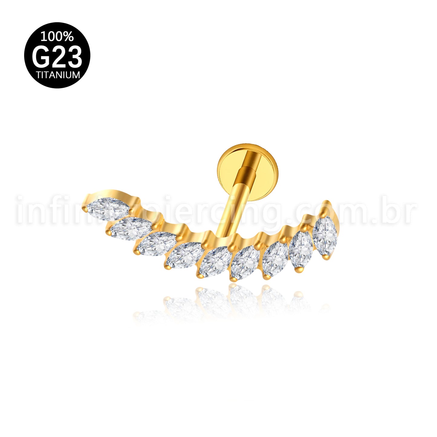 Piercing Labret Titânio Cluster Zircônia Cravejada