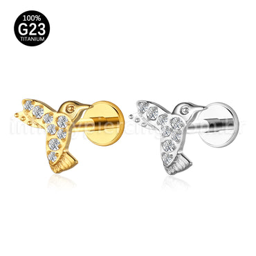 Piercing Labret Titânio Beija Flor Zircônia