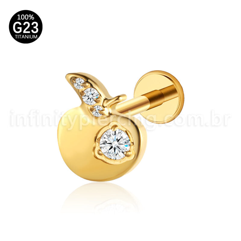 Piercing Labret Maçã Titânio Zircônia