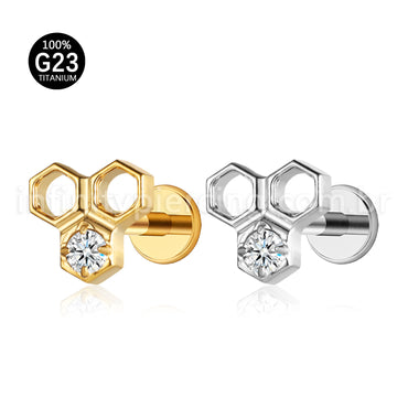 Piercing Labret Favo Titânio Zircônia