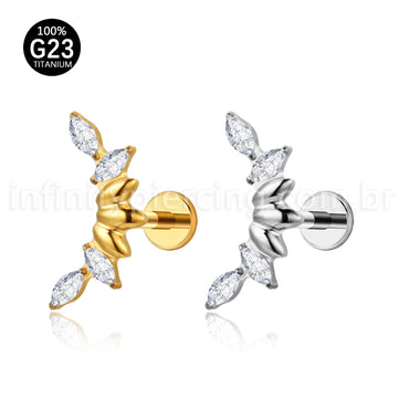 Piercing Labret Titânio Cluster Zircônia Cravejada