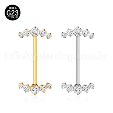 Piercing Barbel Titânio Push Pin Zircônia Cravejada