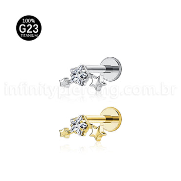 Piercing Labret Titânio 3 Estrelas