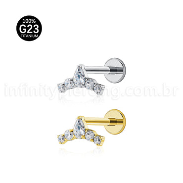 Piercing Labret Titânio Cluster Zircônia Cravejada