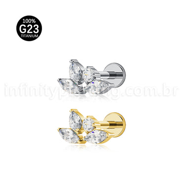 Piercing Labret Titânio 4 Zircônia Cravejada