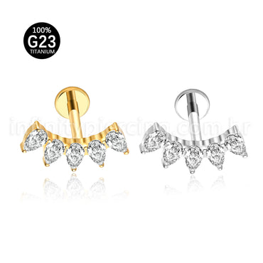 Piercing Labret Titânio Cluster Zircônia