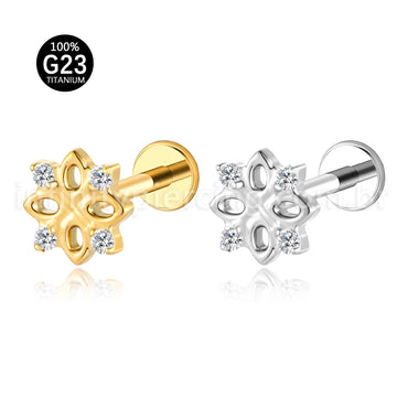 Piercing Labret Titânio Flor Zircônia