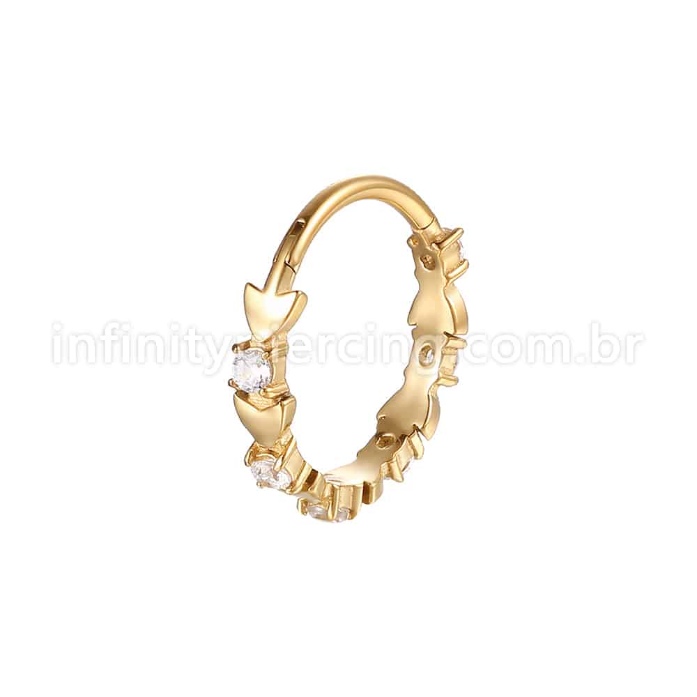 Piercing Argola Aço Cirúrgico Segmento Articulado Coração Zircônia