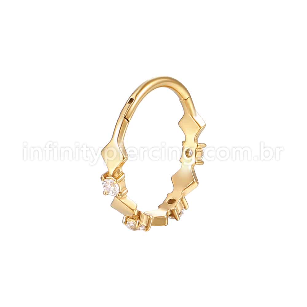 Piercing Argola Aço Cirúrgico Segmento Articulado Quadrado Zircônia