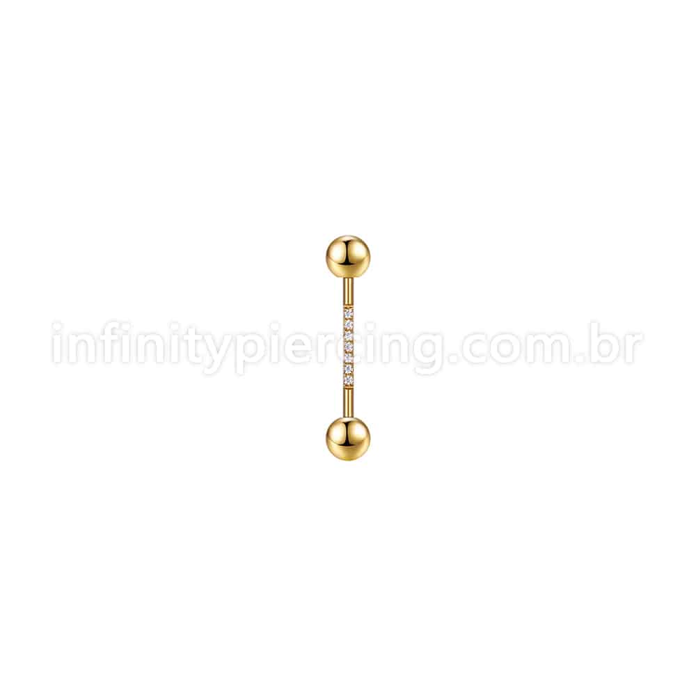 Piercing Mamilo Aço Cirúrgico Zircônia Cravejada