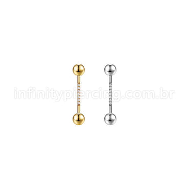 Piercing Mamilo Aço Cirúrgico Zircônia Cravejada