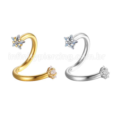 Piercing Twister Aço Cirúrgico Zircônia Estrela