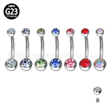 Piercing Banana Titânio 2 Pedras Strass Redondo