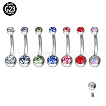Piercing Banana Titânio 2 Pedras Zircônia