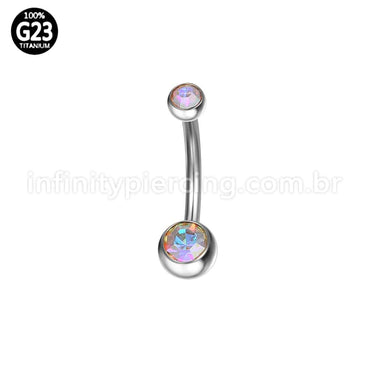 Piercing Banana Titânio 2 Pedras Zircônia