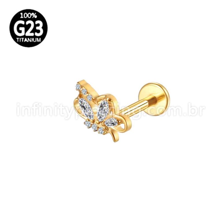 Piercing Labret Titânio Zircônia Cravejada