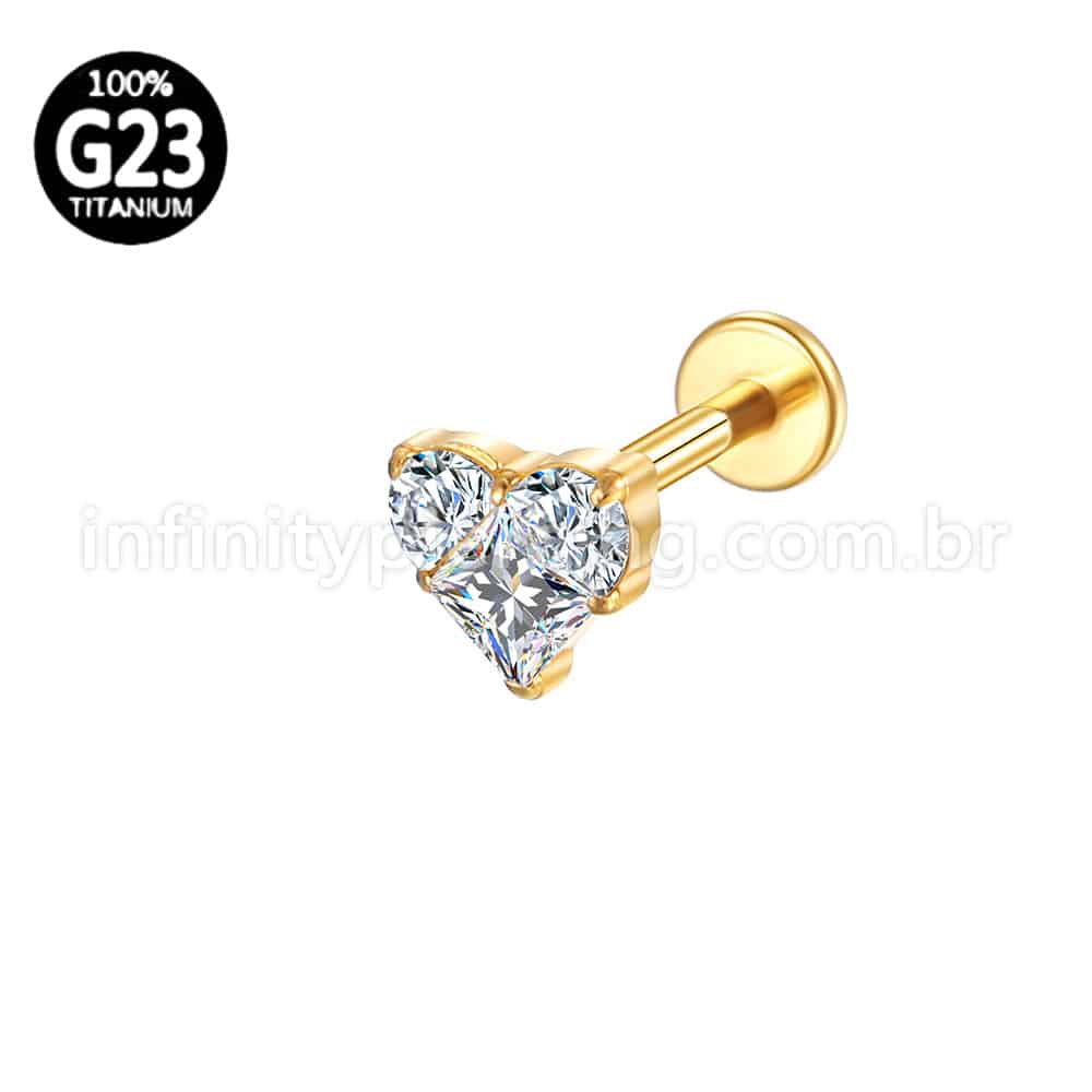 Piercing Labret Titânio Coração Zircônia